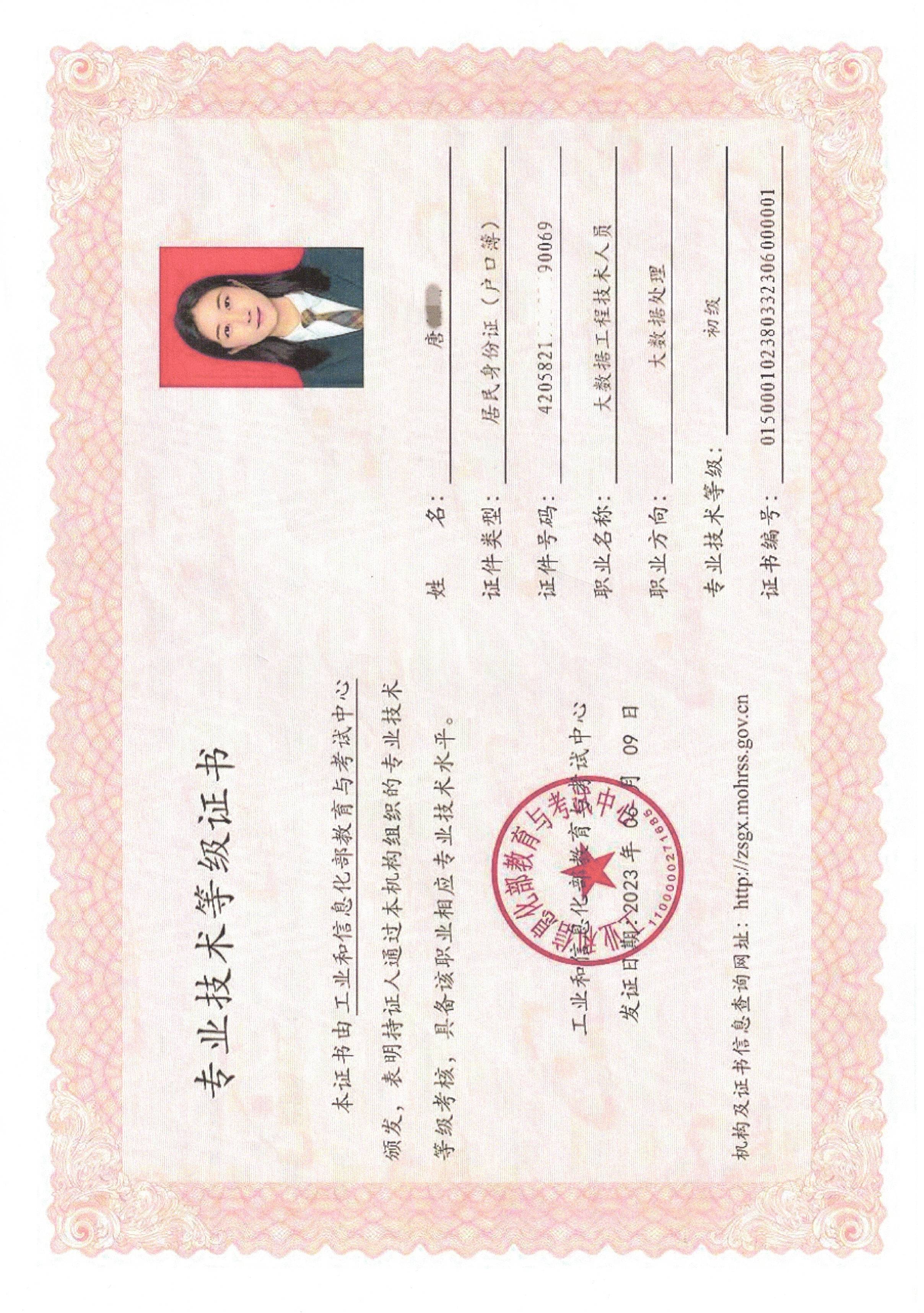 专业技术等级证书